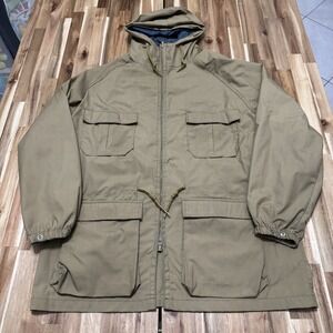 Vintage Woolrich‎ Jacket Mens L Beige Mountain Parka Lightweight Full Zip Hooded